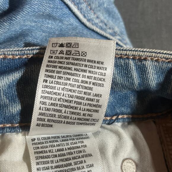 American Eagle Super Hi-Rise Flare Jeans Womens 4 Blue Denim Distressed Stretch - Picture 12 of 16